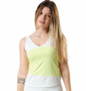 BLUSA RECORTES DECOTE V BRANCO/AMARELO LIMA