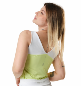 BLUSA RECORTES DECOTE V BRANCO/AMARELO LIMA